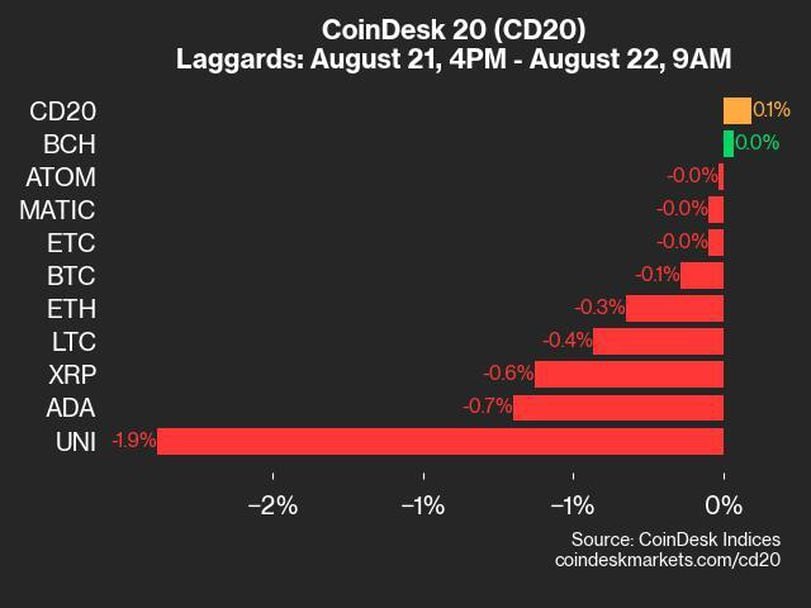 CoinDesk 20 Performance Update: RNDR Surges 6.9% as Index Inches Higher